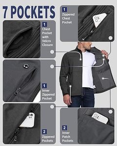 Chaqueta softshell para hombre, ligera, impermeable, cortavientos, transpirable y cálida, ideal para senderismo y camping. - Product Image 4