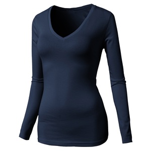 KATBROS INDUSTRY Women's Long Sleeve V-Neck <b>Scrub</b> <b>Top</b> Purple Knitted Polyester/Cotton Hospital Seamless Fusing Uniform Blouse - Product Image 3