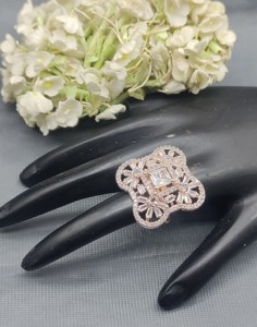 แหวนนิ้วเพชรอเมริกันสีโรสโกลด์ SKU 5914 E4 - Product Image 1