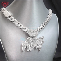 Pendentif Lettre Moissanite Personnalisé Luxe Style Hip-Hop en Argent 925 Entièrement Sertie de Moissanites