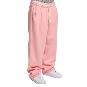Pantalon de jogging évasé rose pâle personnalisé de haute qualité pour homme, décontracté, style baggy, patchwork, taille élastique, effet empilé - Product Image 1