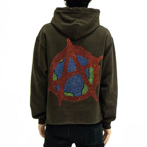 Sweat à capuche à manches longues pour homme, 50 coton, 50 Polyester, imprimé, surdimensionné, noir, vente en gros - Product Image 4