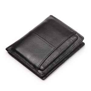 2025 haut de gamme mode élégant élégant brillant mince fermeture éclair courte RFID bloquant léger personnalisé à la mode en cuir véritable hommes - Product Image 2