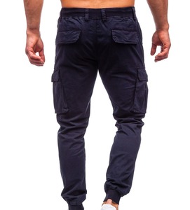 Men's Solid Grey <b>Cargo</b> <b>Pants</b> Loose Straight <b>Oversize</b> Work Wear by Breathable Black Joggers Cotton Casual Male Trousers - Product Image 3