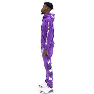 ชุดวอร์มผ้าฝ้ายโอเวอร์ไซส์แบบมีฮู้ดสำหรับผู้ชาย พิมพ์โลโก้ได้ตามต้องการ ทรงปกติ พร้อมชุดจ็อกกิ้ง - Product Image 4