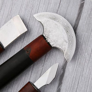 Couteau rond en cuir d'acier inoxydable de qualité supérieure pour l'artisanat couteau à tête de travail en cuir manche en bois lame tranchante - Product Image 5