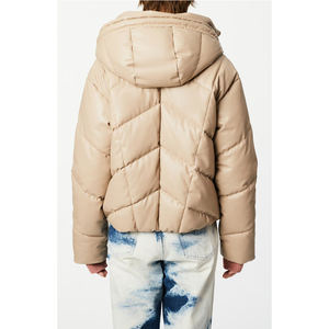 Abrigos acolchados de talla grande para mujer con contraste personalizado, chaqueta de invierno con capucha de burbuja acolchada, transpirable y cálida - Product Image 6