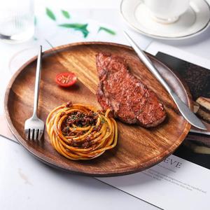 Meilleure qualité alimentaire sûr Acacia bois demi-assiette ronde dîner plats à bas prix pour les emballages de cuisine-Direct de l'Inde - Product Image 1