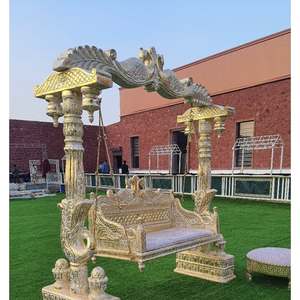 Juego de Jhula y sofá para escenario de boda musulmán, Jhula de madera hecha a mano para asientos de novia y novio, Columpio de boda elegante para novia y novio - Product Image 6