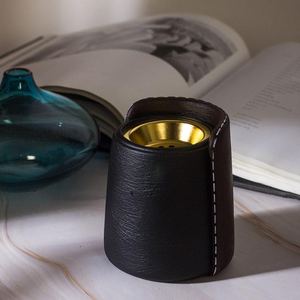 Handmade Luxury Leather <b>Bakhoor</b> Burner Portable <b>Oud</b> Incense Holder with Gold Metal Bowl Arabic Mabkhara Home Office Decoration - Product Image 1