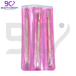 Ensemble de 3 pièces en acier inoxydable pour enlever les peaux mortes, outils de manucure, poussoir à cuticules en or rose - Product Image 2