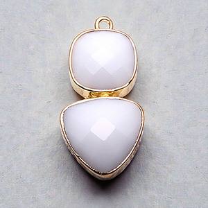 Dije de Ágata Blanca Natural de 10 mm con Bisel - Plata de Ley 925, Gema Blanca, Colgante para DIY - Product Image 1