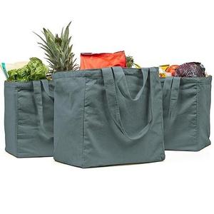 Bolsa de compras de lona de algodón reutilizable con diseño de flores, estética y linda, con cierre abierto, de gran capacidad, ecológica. - Product Image 1