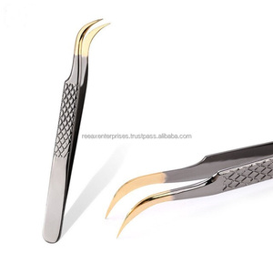 Pinzas de extensión de pestañas de acero 100%, personalizadas, de etiqueta privada, curvadas - Product Image 5