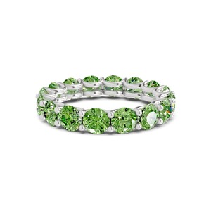 Bague Éternité Ronde Vert Océan Vif, Diamant de Laboratoire 1.00 Ct Tw, Or Massif 14K, Couleur Vert Océan, Pureté VS, Teinte Sereine, Sertissage en Rangée - Product Image 1