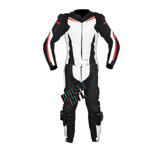 Combinaison 2 pièces en cuir de moto pour hommes anti-chute et résistante à l'usure Combinaison en cuir de moto pour hommes Combinaison de course rembourrée - Product Image 1