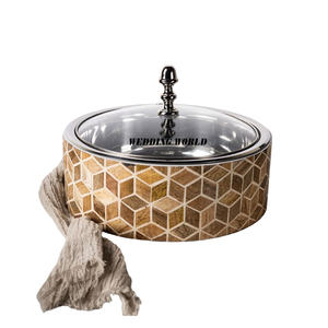 Vaisselle décorative pour mariage et événement Chauffe-plats en métal Casserole décorative de forme ronde Meilleure vente Pot en métal fantaisie - Product Image 6