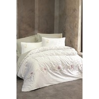 Juego de Funda Nórdica Doble de Satén Bordado en 3D de Algodón Ecológico de Lujo Jenika Mint, Floral, 4 Piezas, Ropa de Cama para el Hogar, King/Twin
