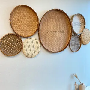 New product seagrass and plastic string wall basket / Wall plate coiled seagrass plate home decor handmade