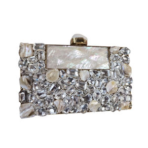 Embragues de noche de diseñador artesanales estilo Vintage de lujo con piedras de cristal latón elegancia pura cada detalle bolsos de noche - Product Image 3