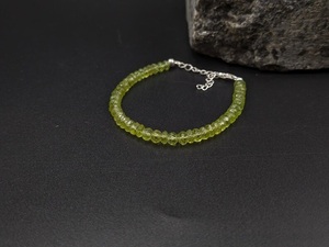 LUSTRE LD Natural Peridot Gemstone <b>Bracelet</b> 925 <b>Sterling</b> <b>Silver</b> Gold/<b>Silver</b> Plated Vintage Style Faceted Rondelle Fine <b>Beaded</b> - Product Image 2