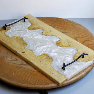 Vaisselle décorative rectangulaire en bois massif véritable naturel, plateau de service à fruits, plateau de service à café, plateau de service à café - Product Image 1