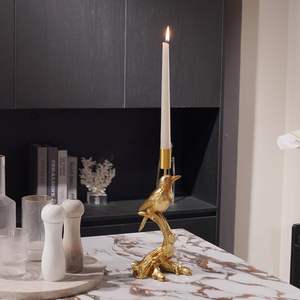 Bougeoir en cristal de résine d'oiseau d'or vintage Décoration intérieure pour Noël, vacances, mariage, bougie élégante de table - Product Image 3