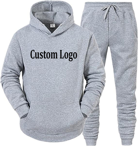 Custom Printed Custom Embroidery Unisex Blank Cotton Fleece Men's 2 Piece <b>Tracksuit</b> Pullover Hoodies - Product Image 3