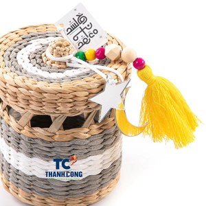 Panier de rangement en jacinthe d'eau tissée de vacances arabes pour le Ramadan Panier élégant de style minimaliste artisanal - Product Image 2