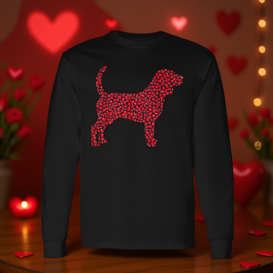 Camiseta de Manga Larga con Diseño de Corazón de Cachorro Beagle para Amantes de los Perros, Promociones para el Día de San Valentín - Product Image 3