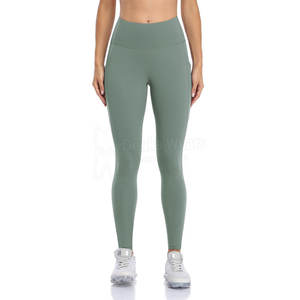 Service OEM, conception personnalisée, leggings extensibles pour femmes, leggings sans couture, spandex personnalisé, séchage rapide, taille haute, vêtements de fitness avec poches latérales - Product Image 1