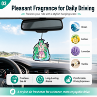 Désodorisant de voiture en papier de style japonais Kawaii avec logo personnalisé imprimé, forme découpée double face avec emballage carte-titre