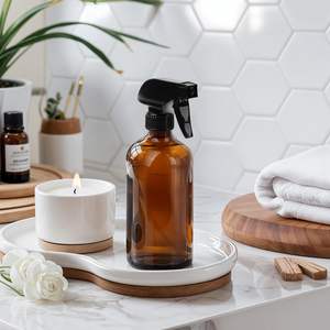 ขวดสเปรย์เปล่าสีอำพันขนาด16ออนซ์พร้อมปั๊มฉีดทริกเกอร์สีดำหัวฉีดแบบปรับได้สำหรับฉีดและหมอก - Product Image 4