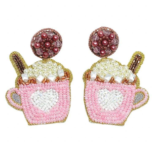 Pendientes de Gato Negro y Calabaza Bordados con Cuentas, Hechos a Mano, Elegantes y a la Moda, de la India - Product Image 5