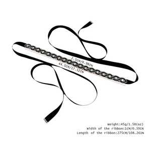 Ceinture de mariage ajustable Bridella BS28BK avec strass noirs - Accessoire élégant et luxueux pour mariages, bals et événements formels - Product Image 3