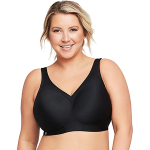 Soutien-gorge de sport réversible respirant grande taille avec motif uni, maintien élevé, logo frontal pour le fitness - Product Image 2