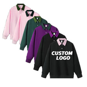 Sweat-shirt et polo à manches longues surdimensionnés en coton et polyester assortis, 320 g/m², pour hommes - Product Image 4