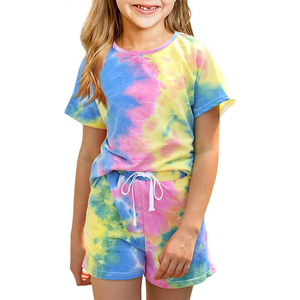 T-shirt à manches courtes imprimé d'été et Short, vêtements de Sport pour femmes, ensemble de 2 pièces, vêtements de rue pour filles, vente en gros - Product Image 1