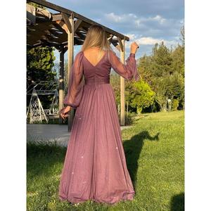 Manica lunga palloncino colorato color argento bottone vita chili nuovo stagione abito da sera Jn1639 1639 - Product Image 4