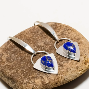 925 argent Sterling chrétien AAA Grade sans Nickel à la mode Lapis Lazuli pierre précieuse bleu poire pierre balancent bijoux faits à la main maman - Product Image 2