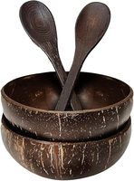 Ensemble cuillère et bol à salade en coquille de noix de coco naturelle polie, fait main, de qualité supérieure, écologique, moderne, avec logo personnalisé, en gros, en stock