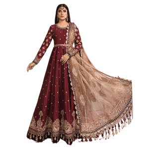 เดรสทำงานปักลายสำหรับผู้หญิงชุดเดรสสามชิ้นยาวสไตล์ปากีสถานและอินเดีย - Product Image 1