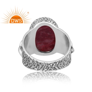 Hot Selling Oxidized Sterling Silver Natural Pink Thulite Gemstone Bezel Setting for Certified Wedding <b>Statement</b> <b>Ring</b> Custom - Product Image 4