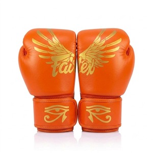 ถุงมือชกมวย Fairtex คุณภาพสูง สีเหลือง หนังแท้ น้ำหนักเบา ปรับแต่งโลโก้ได้ พร้อมเชือกผูก สำหรับฝึกซ้อมและแข่งขัน MMA มวยไทย - Product Image 6