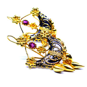 Traditional Handmade <b>Gold</b> Plated Tourmaline <b>Earrings</b> <b>Set</b> Elegant Women's Fashion for Weddings and Special Occasions - Product Image 5