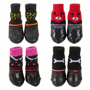 Calcetines para Mascotas de Algodón Ecológicos a Rayas con Dibujos Animados, Antideslizantes, Cómodos, Impermeables, Regalo de Año Nuevo para Perros - Product Image 1