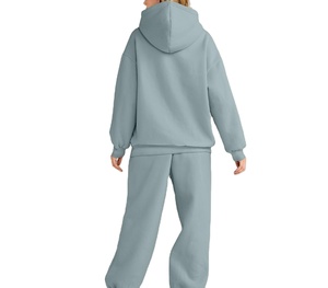 Conjunto Deportivo de Dos Piezas con Capucha, Estampado Informal, Grueso, para Invierno, Tallas Grandes, Servicio OEM, Personalizado para Mujer, Unisex, para Entrenamiento y Jogging - Product Image 4