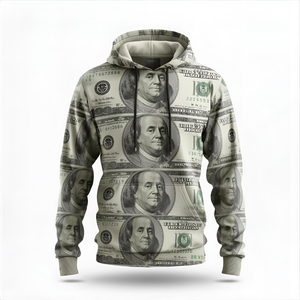 Sweat à capuche en polaire brodé avec motif Dollars imprimé pour l'hiver |   Pull à thème monétaire pour hommes et femmes avec commandes de designs personnalisés - Product Image 5