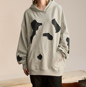 เสื้อมีฮู้ดผ้าฟลีซผ้าฝ้าย100% ซักได้ XS ลายปักผ้าปะติดเสื้อฮู้ดฤดูหนาวโอเวอร์ไซส์สไตล์วินเทจทันสมัย - Product Image 4