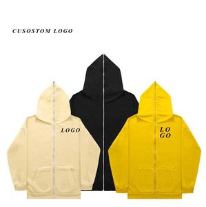 Veste à capuche d'hiver personnalisée de haute qualité polaire coton solide fermeture éclair visage sweat à capuche zippée broderie numérique pour hommes séchage rapide - Product Image 1